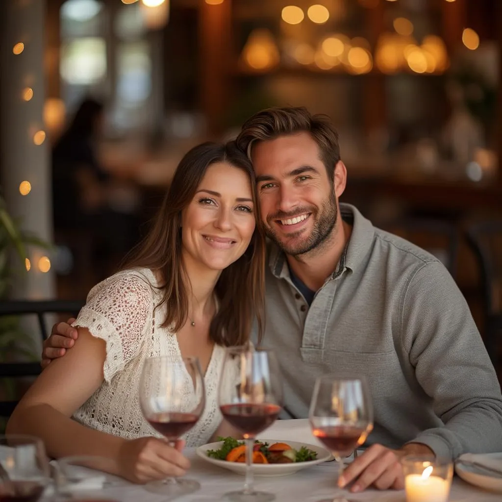 Testimonio pareja satisfecha cena romántica sushi